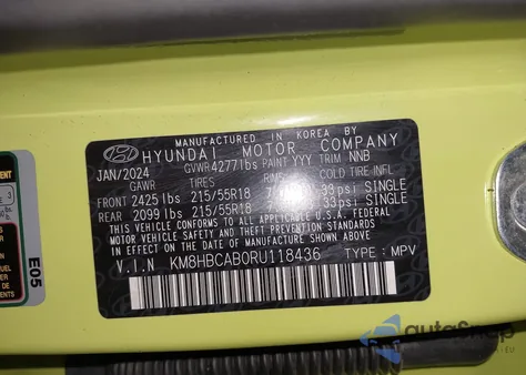 2024 Hyundai Kona Sel z USA, uszkodzony, nr VIN KM8HBCAB0RU118436